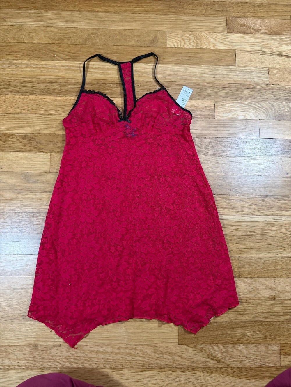 Y2K APT. 9 NWT Red Sheer Lingerie Razor Back Lace Mini Dress Size M